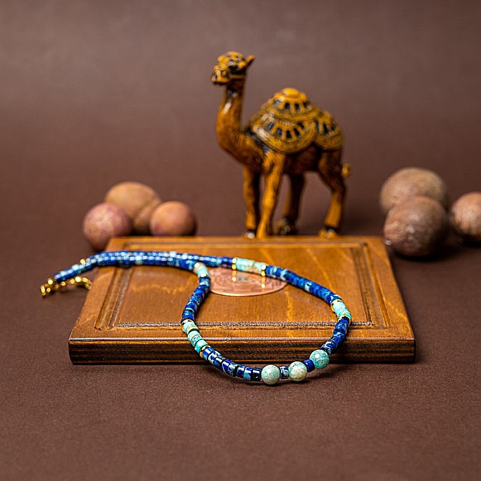 Colier choker Nirmay din pietre naturale de Sediment de Jasp, inchidere din argint 925 placat cu aur 14K [3]