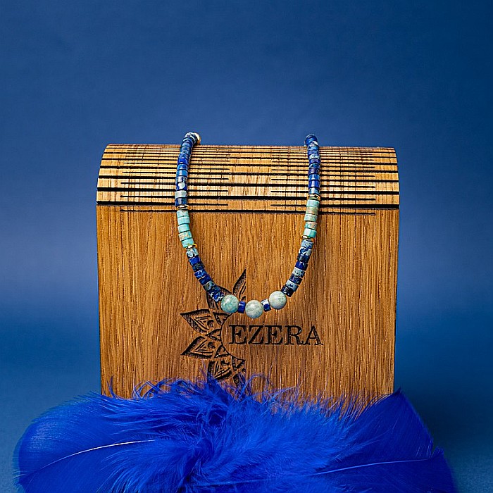 Colier choker Nirmay din pietre naturale de Sediment de Jasp, inchidere din argint 925 placat cu aur 14K [10]