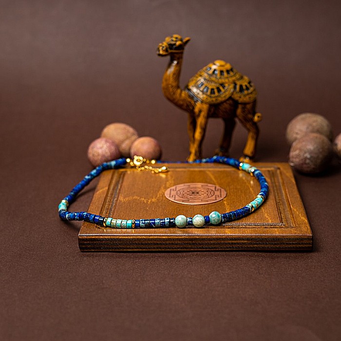 Colier choker Nirmay din pietre naturale de Sediment de Jasp, inchidere din argint 925 placat cu aur 14K [5]