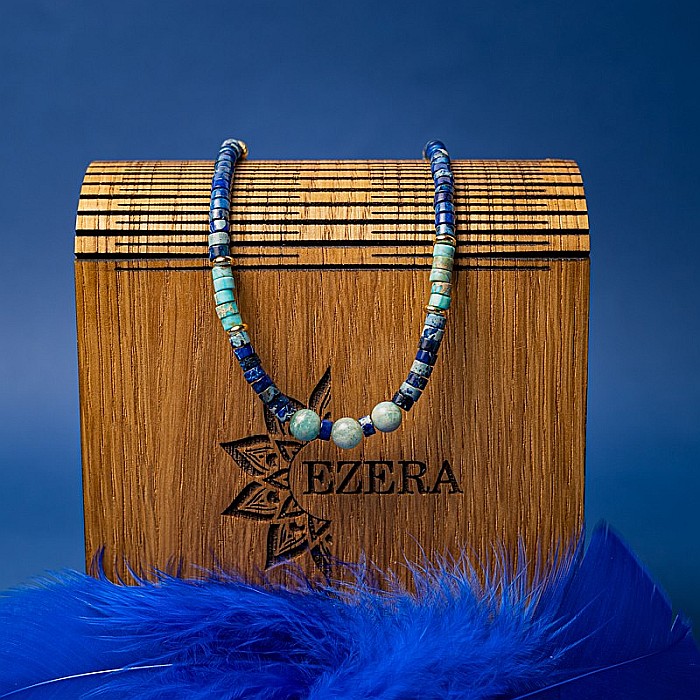 Colier choker Nirmay din pietre naturale de Sediment de Jasp, inchidere din argint 925 placat cu aur 14K [9]