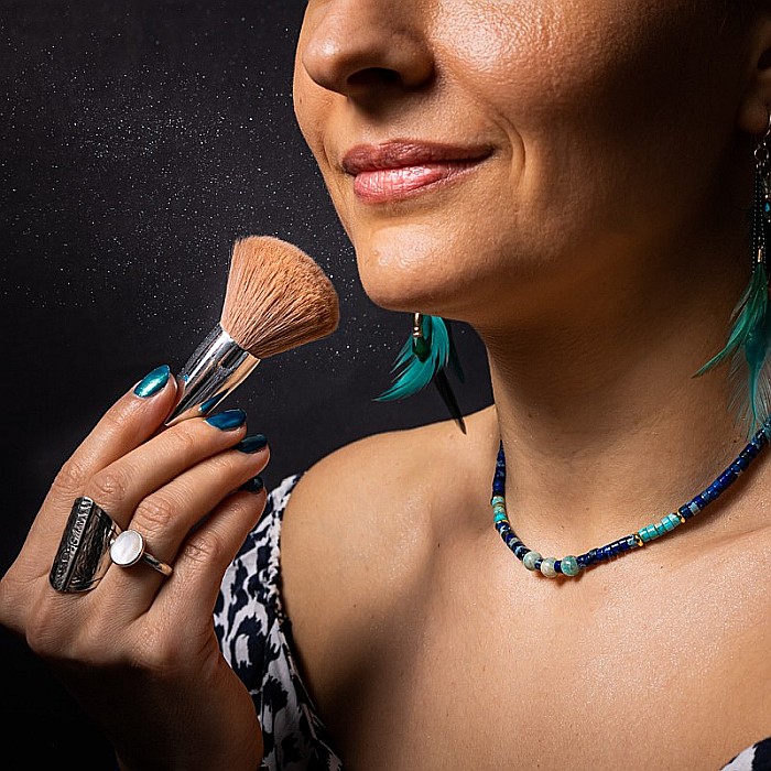 Colier choker Nirmay din pietre naturale de Sediment de Jasp, inchidere din argint 925 placat cu aur 14K [2]