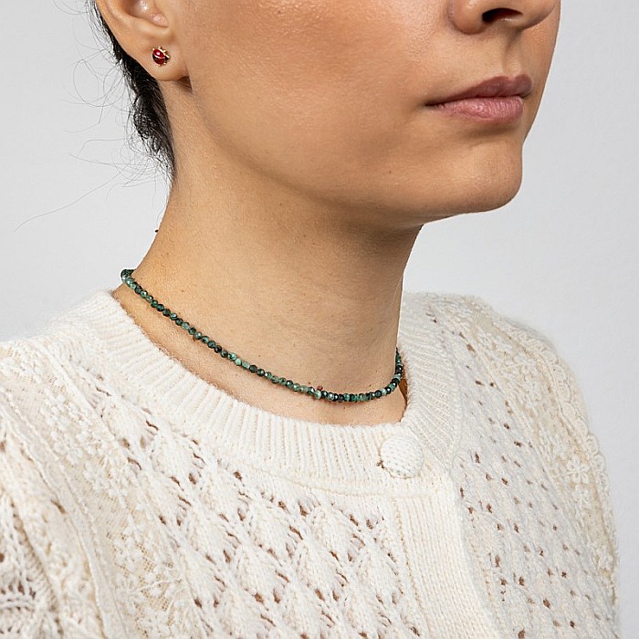 Colier choker pietre naturale de Smarald fatetat Memphis cu sistem de inchidere din argint 925 [1]