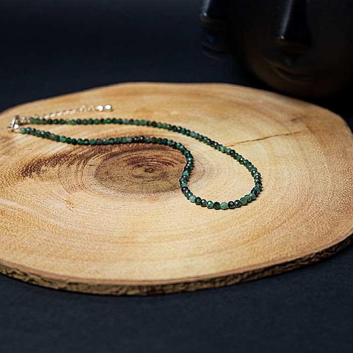 Colier choker pietre naturale de Smarald fatetat Memphis cu sistem de inchidere din argint 925 [6]