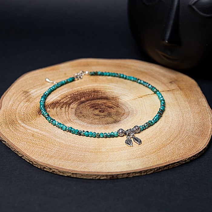 Colier choker pietre naturale Jad fatetat Ajay cu charm-uri si sistem de inchidere din argint 925 [5]