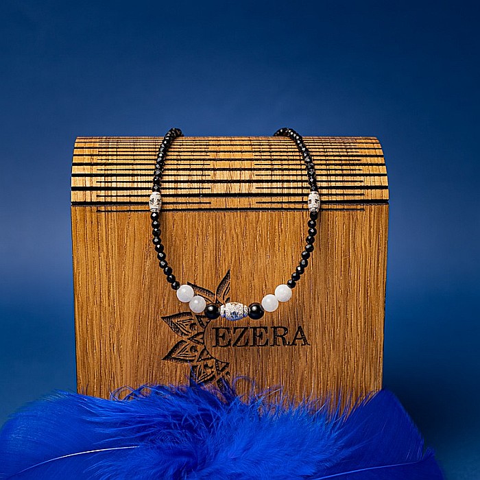 Colier Choker Shrey din pietre naturale de Spinel negru cu accesorii si sistem de inchidere din argint 925 [7]