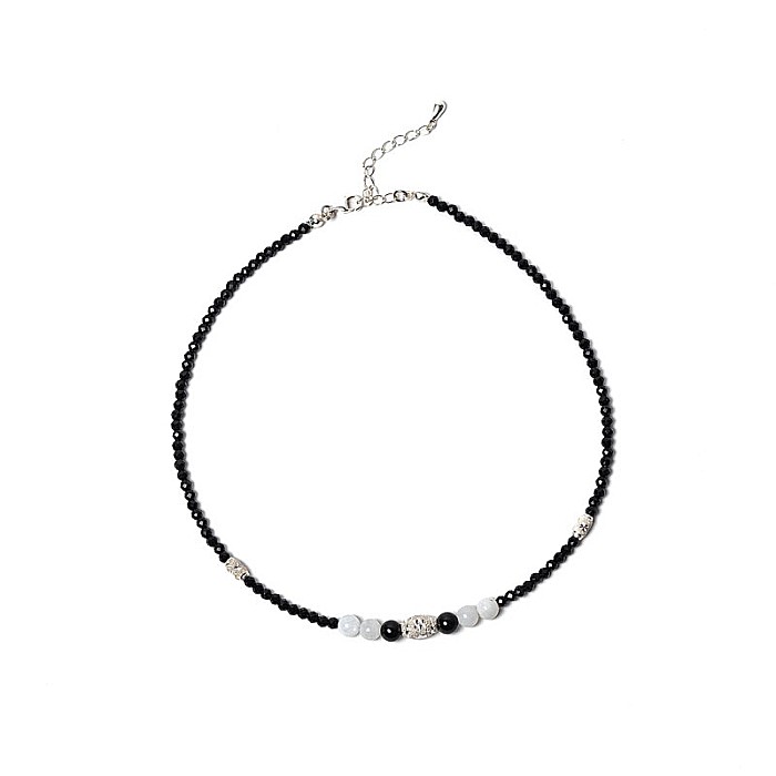 Colier Choker Shrey din pietre naturale de Spinel negru cu accesorii si sistem de inchidere din argint 925 [8]