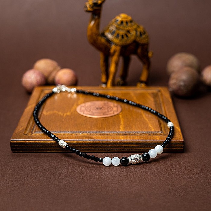 Colier Choker Shrey din pietre naturale de Spinel negru cu accesorii si sistem de inchidere din argint 925 [3]