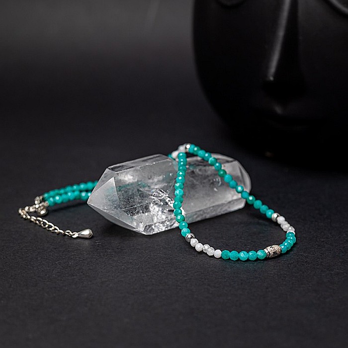 Colier choker Anadi din pietre semipretioase de Amazonit si Piatra Lunii, inchidere si accesorii din argint 925 [9]