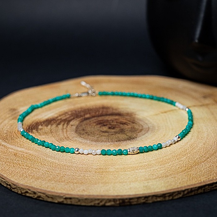 Colier choker Anadi din pietre semipretioase de Amazonit si Piatra Lunii, inchidere si accesorii din argint 925 [6]