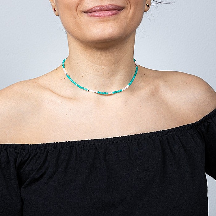 Colier choker Anadi din pietre semipretioase de Amazonit si Piatra Lunii, inchidere si accesorii din argint 925 [10]