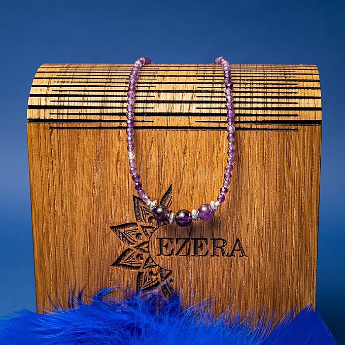 Colier Choker Reena din pietre naturale de Ametist, inchidere si accesorii din argint 925 [8]