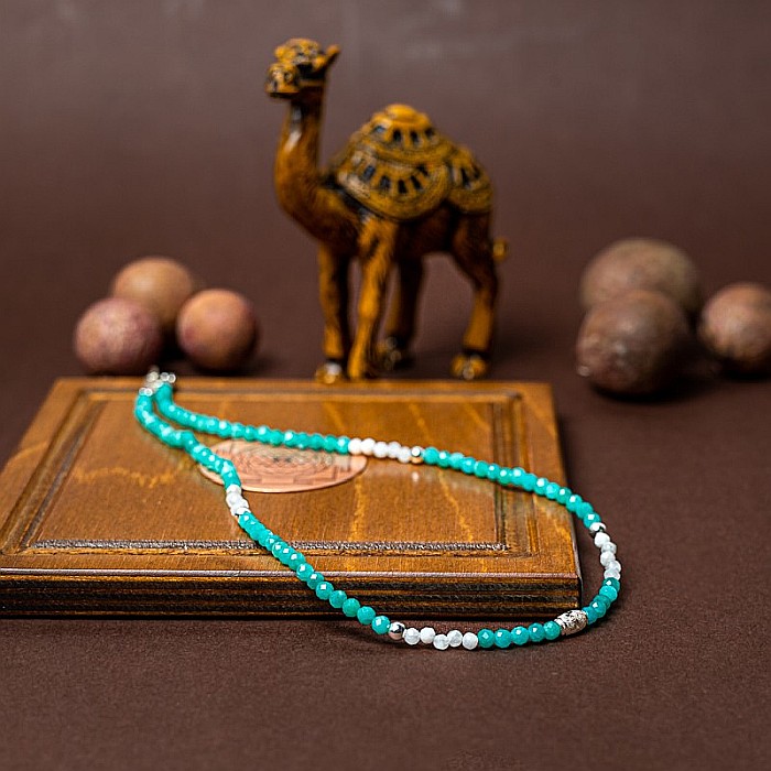 Colier choker Anadi din pietre semipretioase de Amazonit si Piatra Lunii, inchidere si accesorii din argint 925 [5]