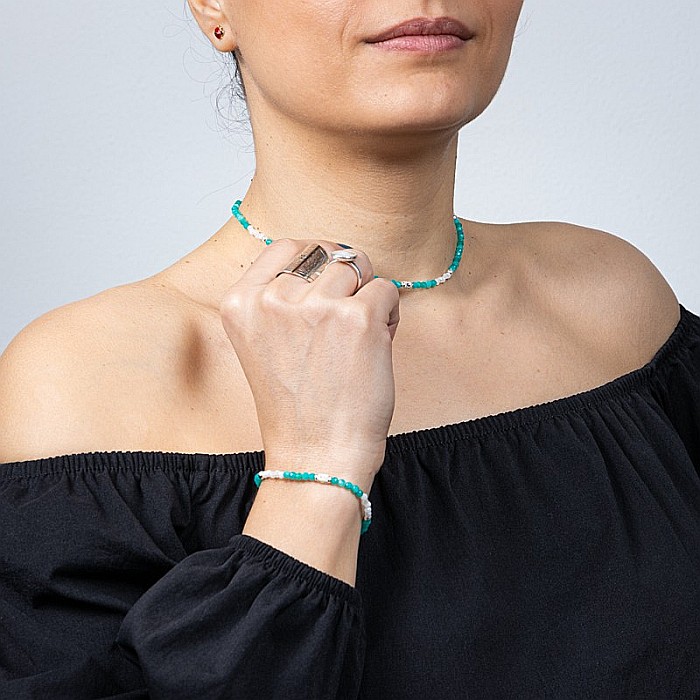 Colier choker Anadi din pietre semipretioase de Amazonit si Piatra Lunii, inchidere si accesorii din argint 925 [11]