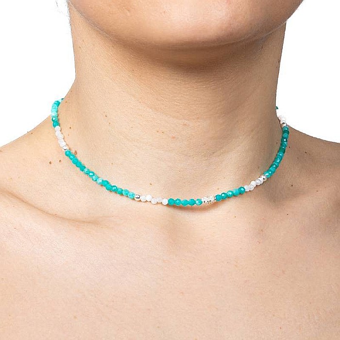 Colier choker Anadi din pietre semipretioase de Amazonit si Piatra Lunii, inchidere si accesorii din argint 925 [2]