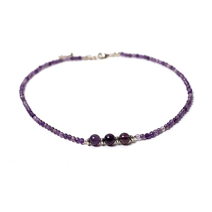 Colier Choker Reena din pietre naturale de Ametist, inchidere si accesorii din argint 925 [13]