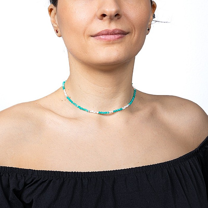 Colier choker Anadi din pietre semipretioase de Amazonit si Piatra Lunii, inchidere si accesorii din argint 925 [3]