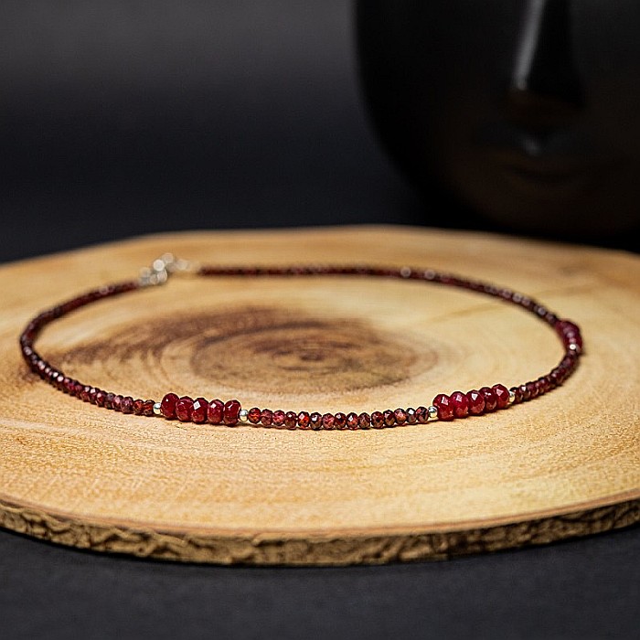 Colier choker Kavin din pietre semipretioase de Granat si Rubin, inchidere si accesorii din argint 925 [4]