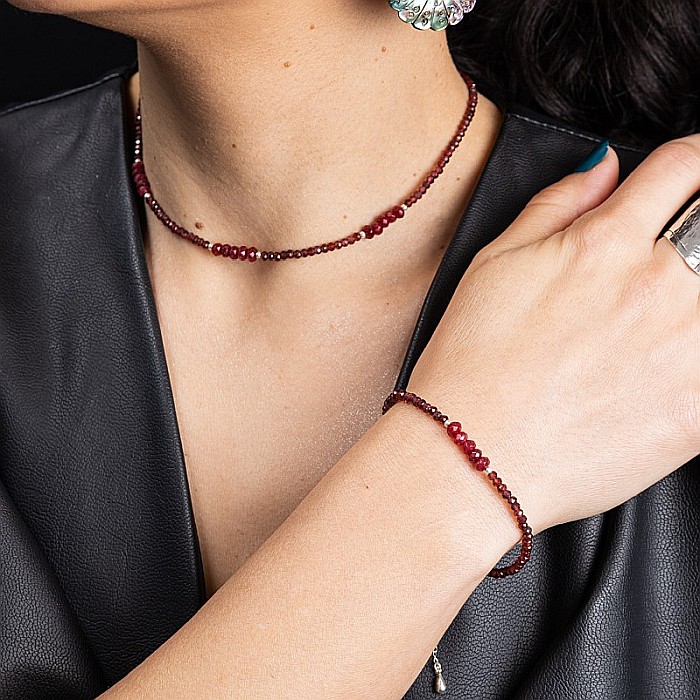 Colier choker Kavin din pietre semipretioase de Granat si Rubin, inchidere si accesorii din argint 925 [11]