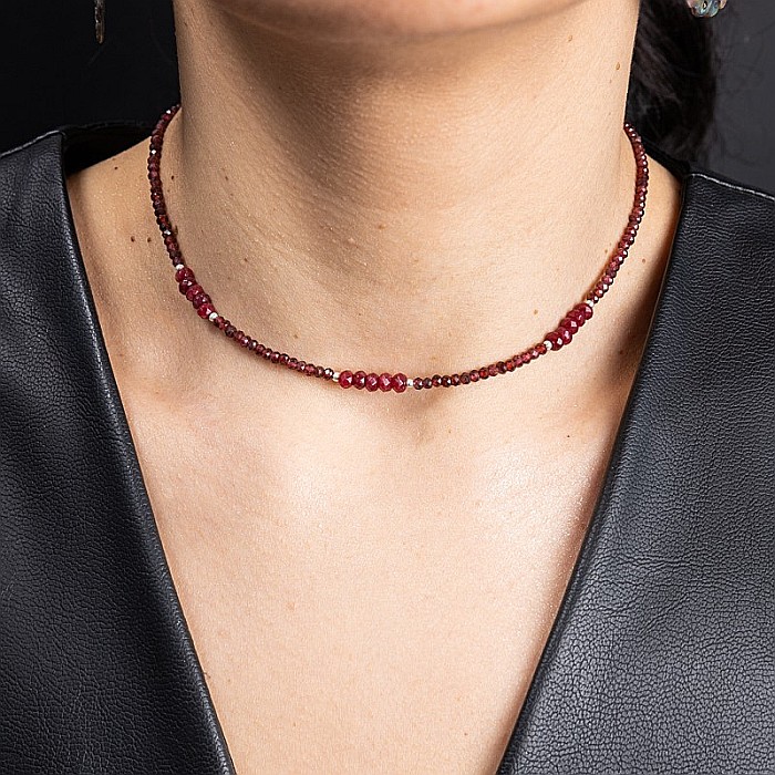 Colier choker Kavin din pietre semipretioase de Granat si Rubin, inchidere si accesorii din argint 925 [3]