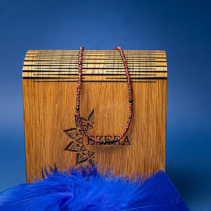 Colier choker Ania din pietre semipretioase de Granat si Spinel negru, inchidere din argint 925 [6]