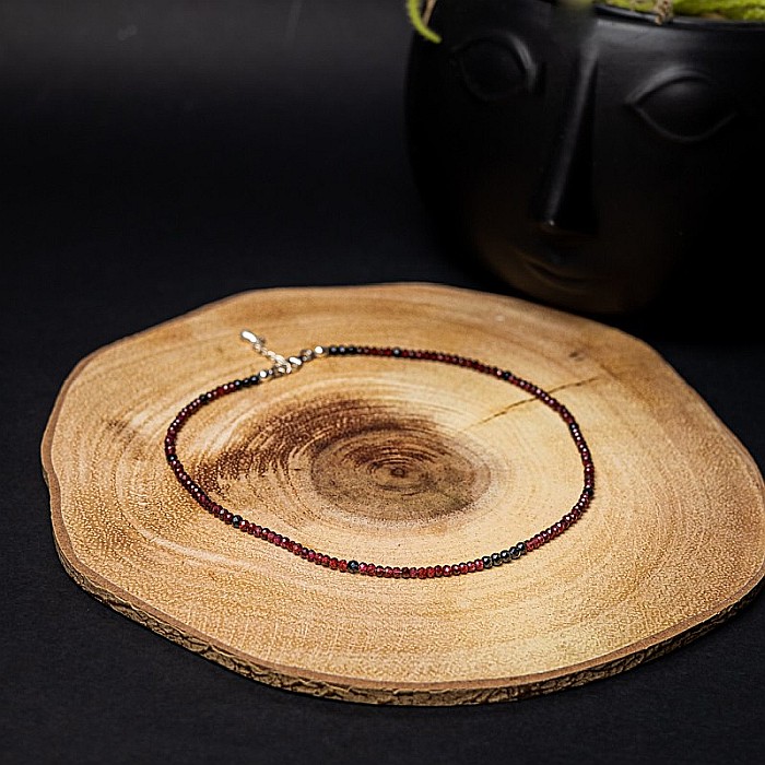 Colier choker Ania din pietre semipretioase de Granat si Spinel negru, inchidere din argint 925 [4]