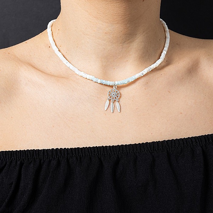 Colier Choker Tanya din sidef de scoici, inchidere si accesorii din argint 925 [20]