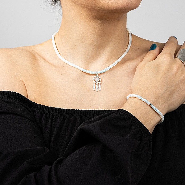 Colier Choker Tanya din sidef de scoici, inchidere si accesorii din argint 925 [17]