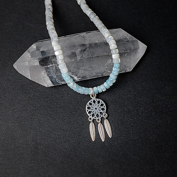 Colier Choker Tanya din sidef de scoici, inchidere si accesorii din argint 925 [8]