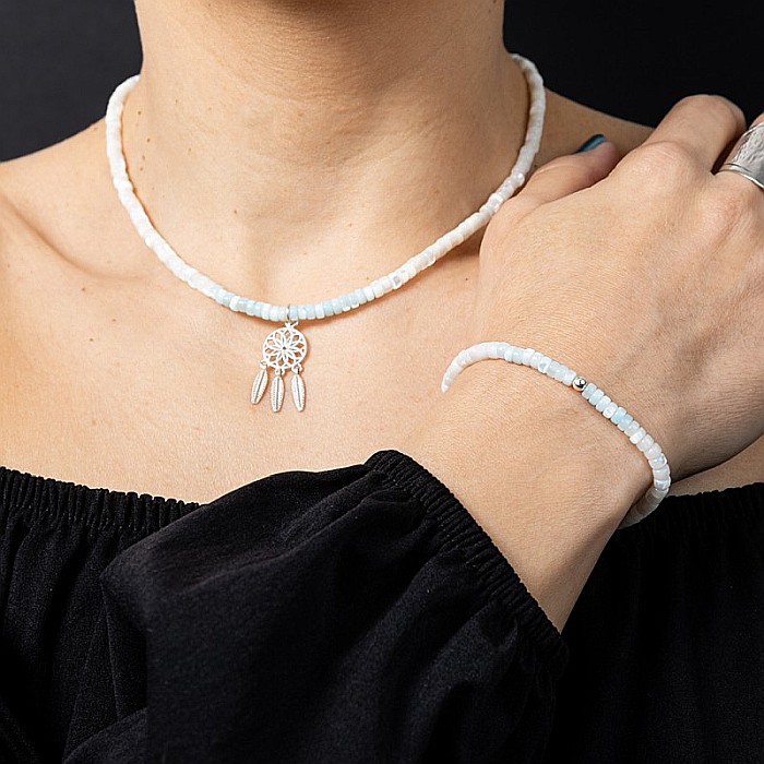 Colier Choker Tanya din sidef de scoici, inchidere si accesorii din argint 925 [21]