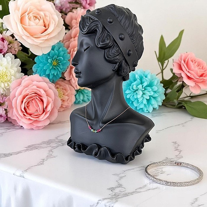 Colier choker turmalina multicolora cu lant argint placat aur roz [3]