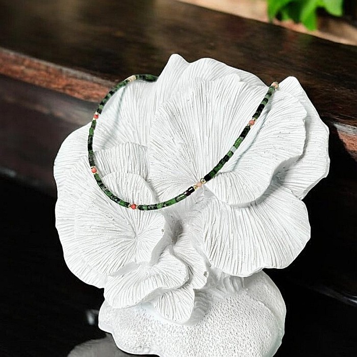 Colier Choker Valer din cristale de Rubin Zoisit, cupru placat cu aur [10]