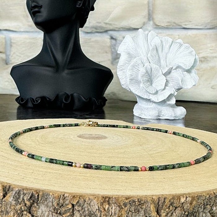Colier Choker Valer din cristale de Rubin Zoisit, cupru placat cu aur [8]