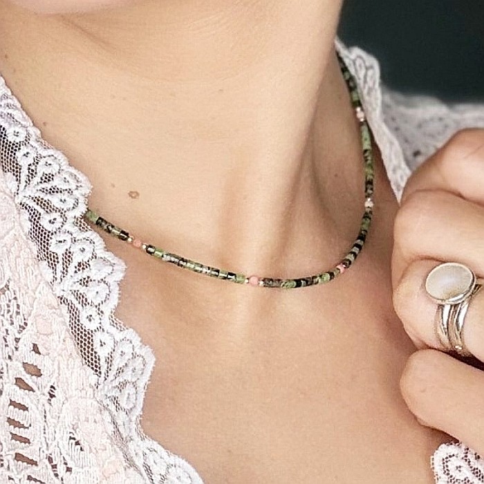 Colier Choker Valer din cristale de Rubin Zoisit, cupru placat cu aur [13]