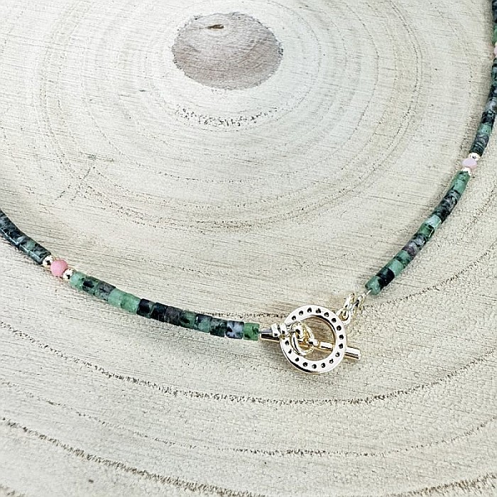 Colier Choker Valer din cristale de Rubin Zoisit, cupru placat cu aur [12]