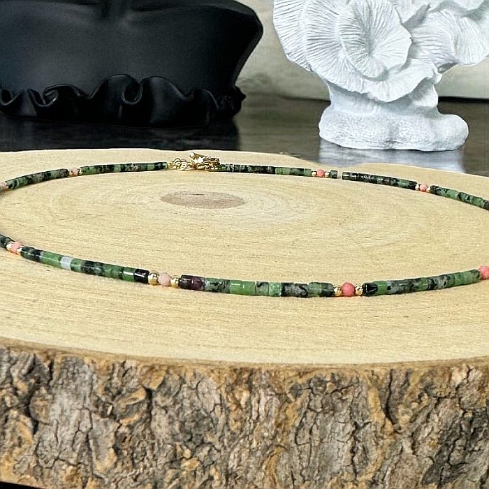Colier Choker Valer din cristale de Rubin Zoisit, cupru placat cu aur [7]