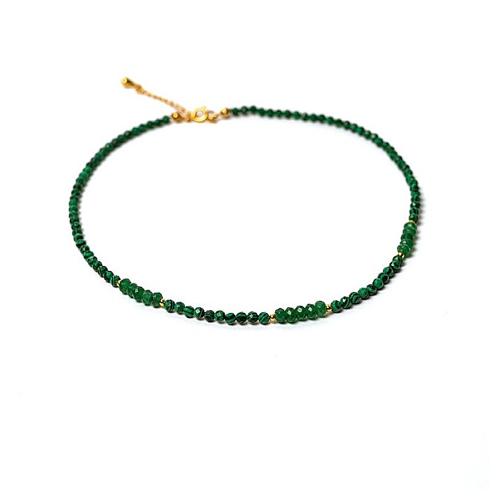 Colier Choker Vishal cu pietre sintetice de Malachit si Jad natural cu accesorii si sistem de inchidere din argint placat cu aur [11]