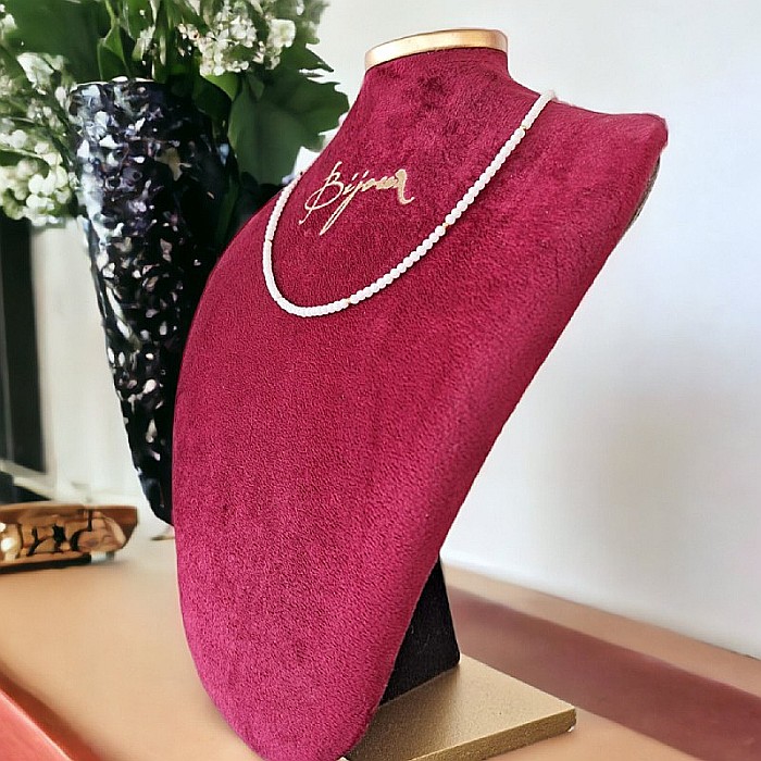 Colier Cocker Kalista cu margele de Coral alb si Argint 925 placat cu Aur [5]