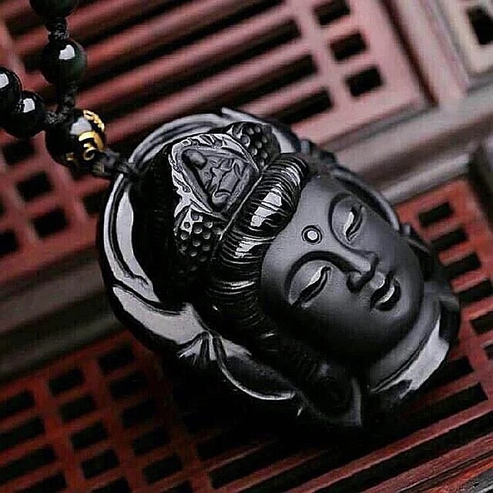 Colier cu Pandantiv Buddha din Obsidian Natural [1]