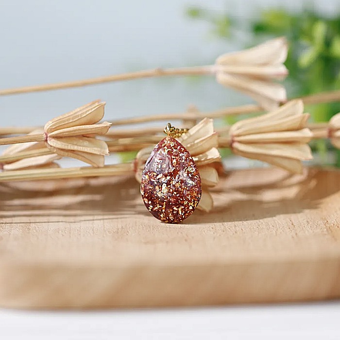 Colier cu Pandantiv Orgonic cu simbol Om din cristale de Granat si Rubelit-cadou spiritual pentru meditatie [3]