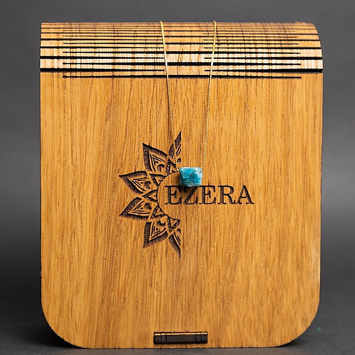 Colier delicat cu piatra naturala de Apatit, Dara, placat cu aur de 18K [7]