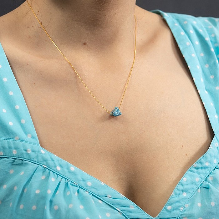 Colier delicat cu piatra naturala de Apatit, Dara, placat cu aur de 18K [6]