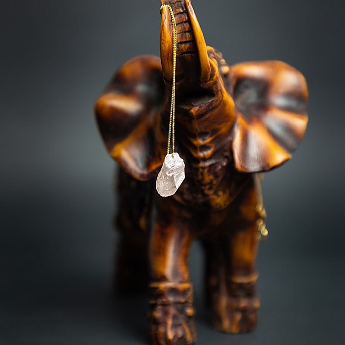 Colier delicat cu piatra naturala de Cuart Roz, Dara, placat cu aur de 18K [3]