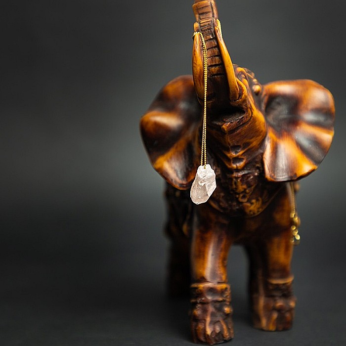 Colier delicat cu piatra naturala de Cuart Roz, Dara, placat cu aur de 18K [5]