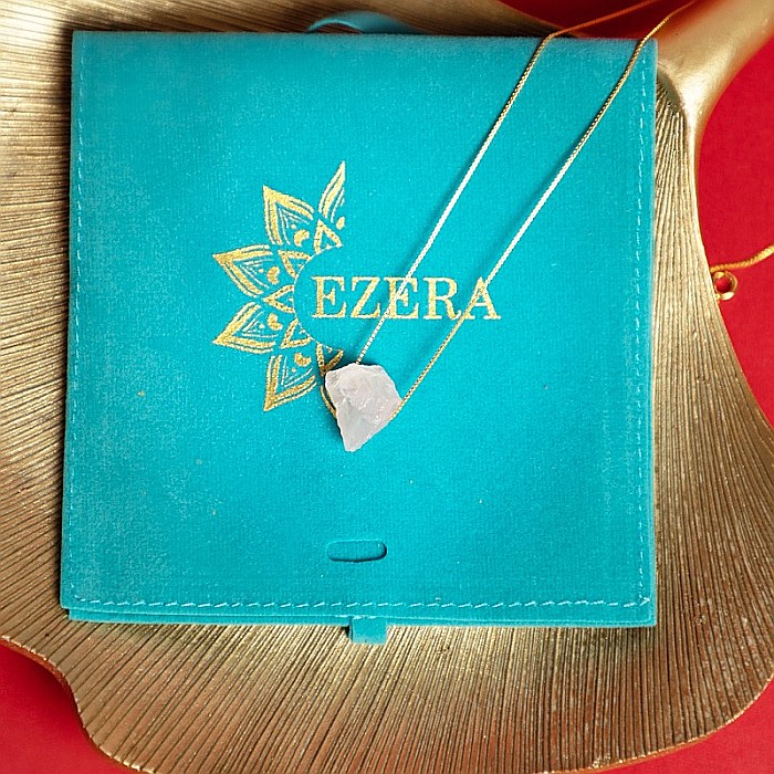 Colier delicat cu piatra naturala de Cuart Roz, Dara, placat cu aur de 18K [6]