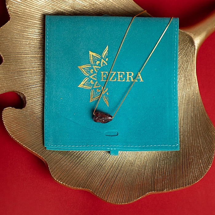 Colier delicat cu piatra naturala de Granat, Dara, placat cu aur de 18K [7]