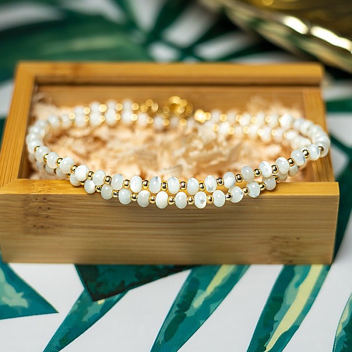 Colier din perle Mother of Pearls, Chocker Kamia cu inchizatoare din cupru, placat cu aur de 18K [7]