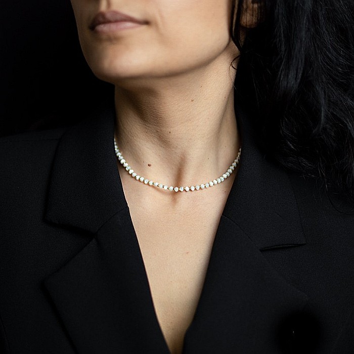 Colier din perle Mother of Pearls, Chocker Kamia cu inchizatoare din cupru, placat cu aur de 18K [11]