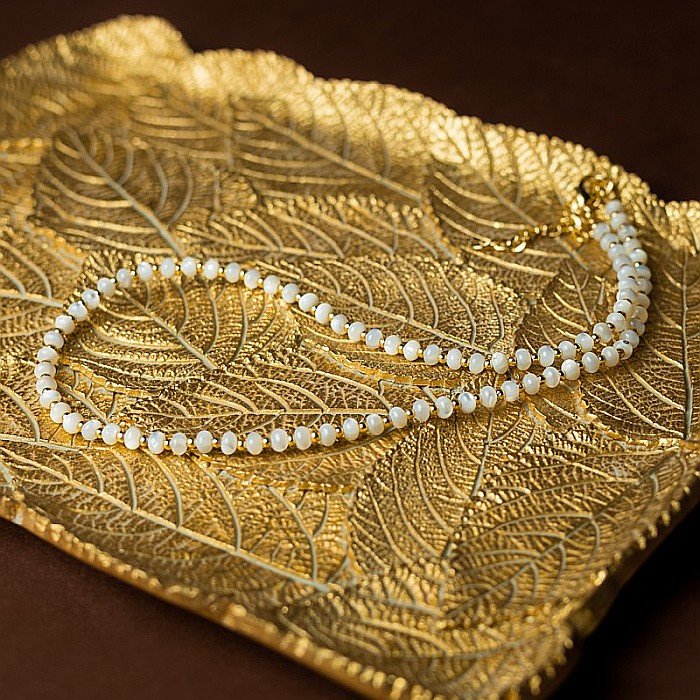 Colier din perle Mother of Pearls, Chocker Kamia cu inchizatoare din cupru, placat cu aur de 18K [3]