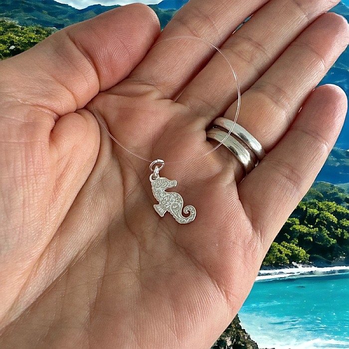 Colier fir transparent cu pandantiv calut de mare din argint 925 [2]