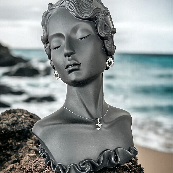 Colier fir transparent cu pandantiv delfin din argint 925 [1]